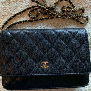 Chanel wallet on chain in black caviar